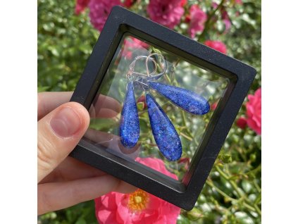 Náušnice a přívěšek tmavě modrý s třpytkami