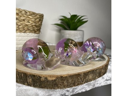 Dekorace Šneček Jarní květy Průhledný S Motýlkem a srdíčkem