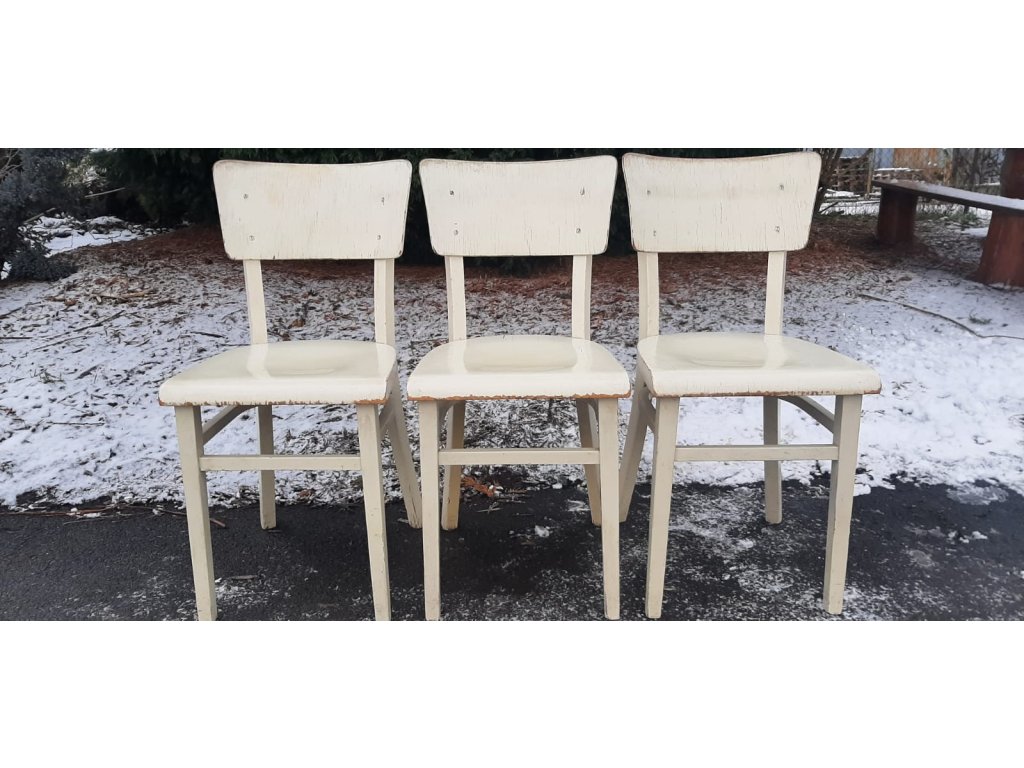 3x Jídelní židle TON Mimoň Provence vintage retro 70.-80. léta