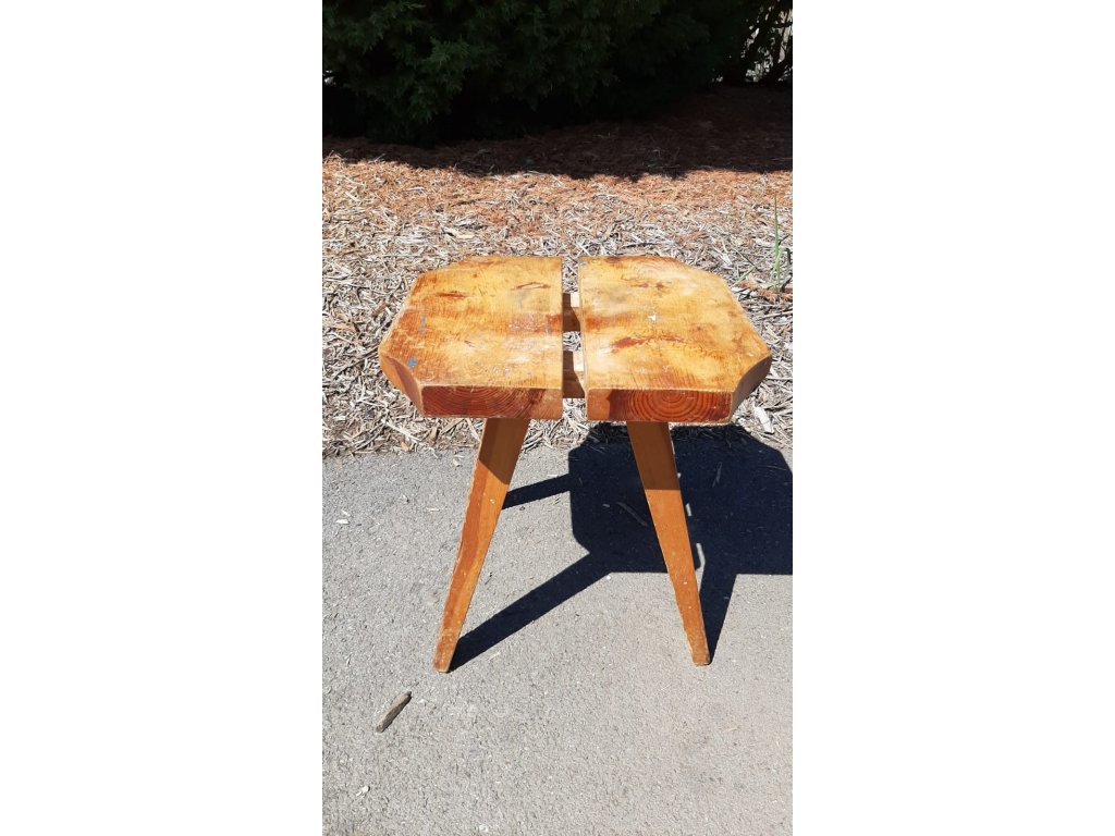 Dřevěná stolička štokrdle židle taburet podnožka 70.-80. léta