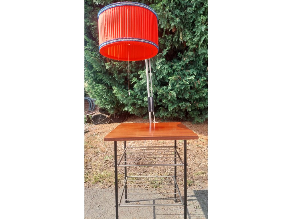 Lampa stojací s odkládacím stolkem, retro, vintage