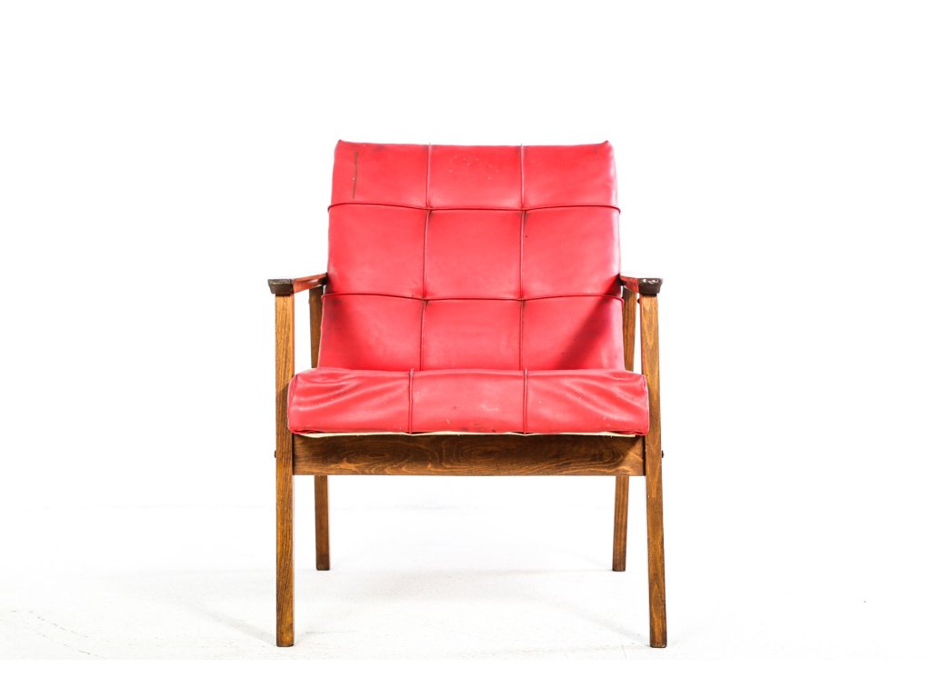 208 Křeslo koženkové, retro, vintage,socialismus