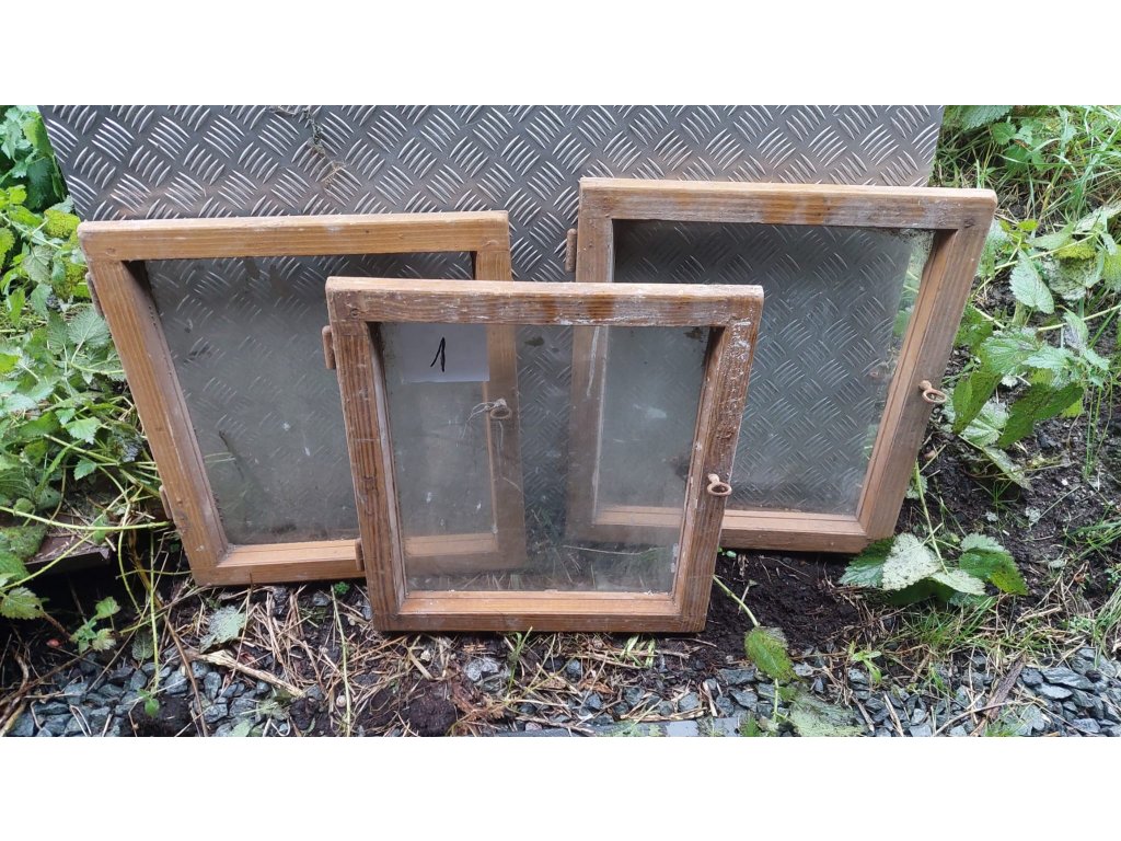 3x Okna dřevěná, retro, vintage,