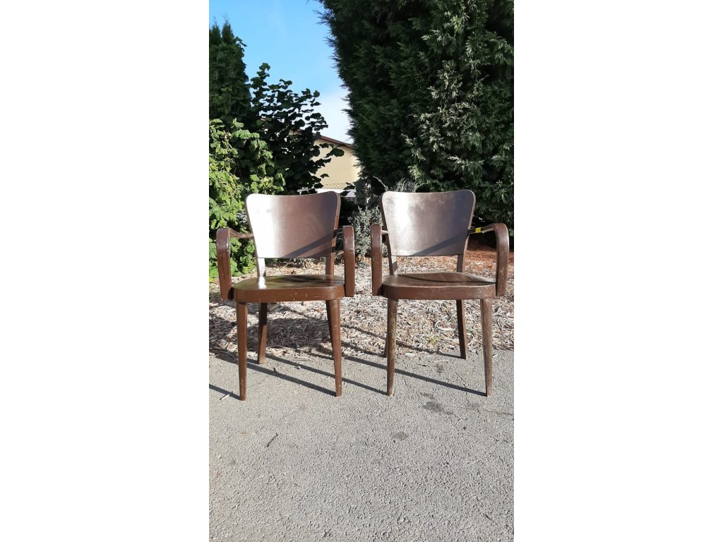 2x Jídelní židle křeslo Fischel, vintage