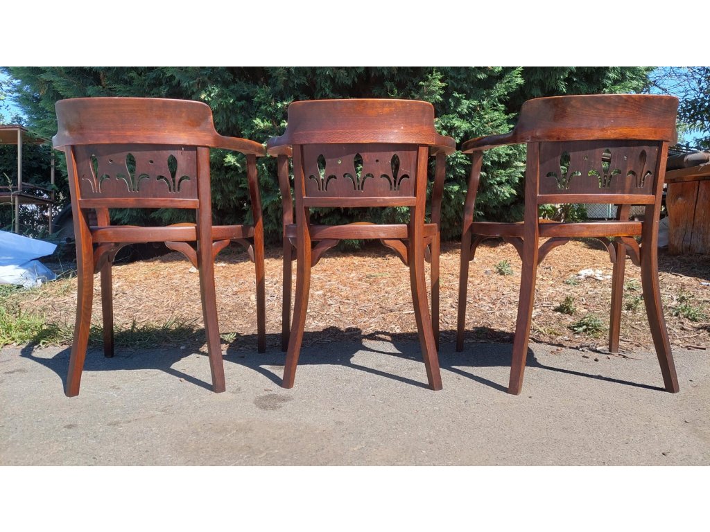 3x křeslo, židle Fischel, Thonet, vintage, 30.léta