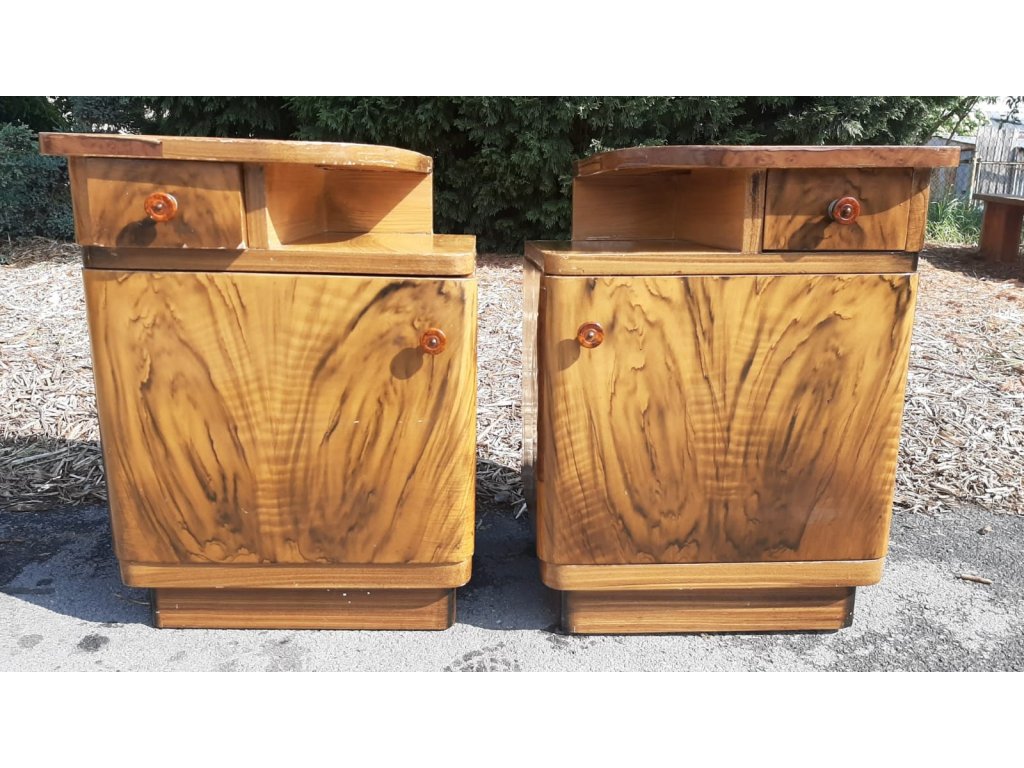 2x Noční stolek, komoda, skříňka, socialismus, vintage, 50.-60. léta
