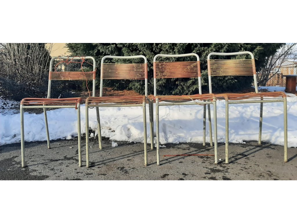 4x Jídelní židle 70.-80. léta socialismus vintage retro