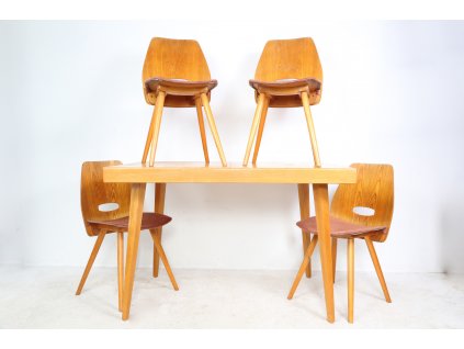 297 Stůl jídelní se židlemi, TATRA Pravenec, retro