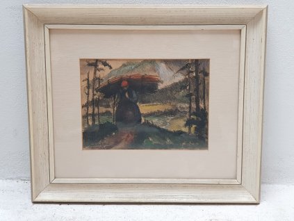 Obraz Žena s otýpkou dřeva - signované