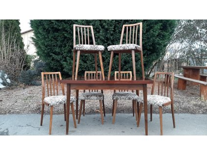 Rozkládací Jídelní Stůl + 6x Židle TON Thonet Vintage 70.-80.