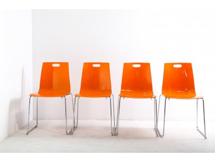 (137)4x Židle, Italský design, nepoužívané, chrom
