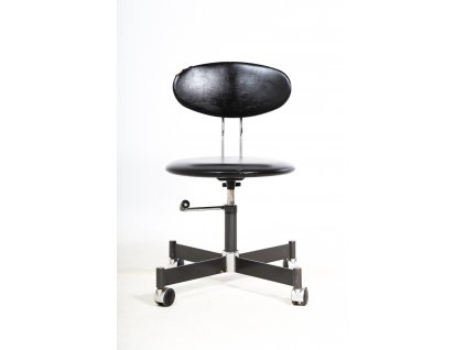 (166) Židle otočná, polohovací, koženka, retro