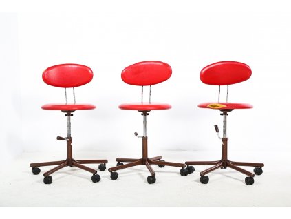 167 Židle kancelářská, otočná, koženka, retro