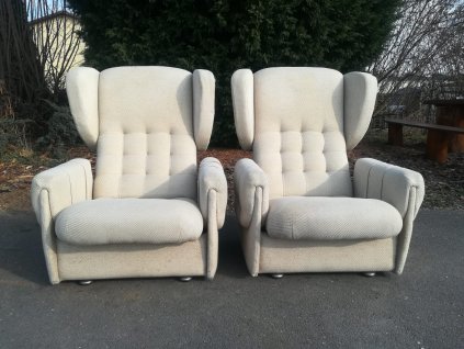 2x Křeslo Ušák, 70. - 80. léta, retro, Brusel