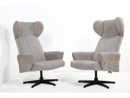 2x Křeslo ušák otočný, retro, socialismus