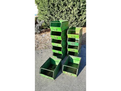 Industriální kovová přepravka kontejner box regál vintage