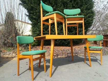 Jídelní rozkládací stůl TATRA+ 4x židle TOP STAV! RETRO