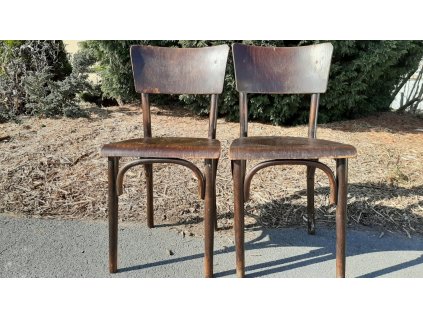 2x Starožitná jídelní kuchyňská židle TON Thonet retro