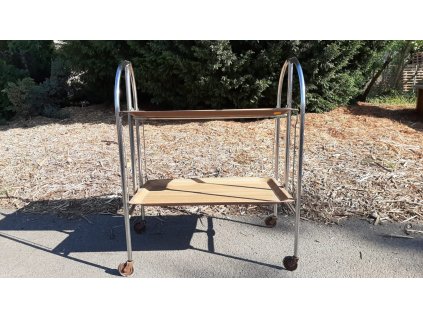 Skládací Chromový Servírovací Stolek Pojízdný