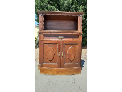 Starožitná secesní vyřezávaná komoda, bar, sekretář, vintage, retro