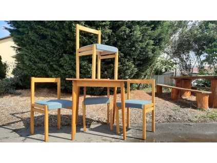 Jídelní kuchyňský stůl + 4x židle Brusel vintage 70.-80. léta retro