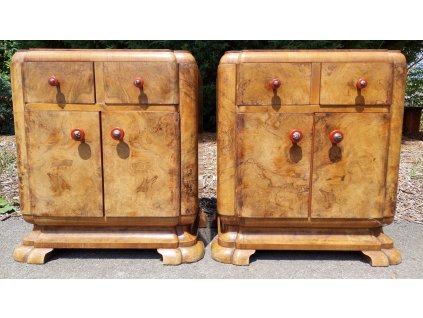 2x Komoda, noční stolek, skříňka, Art Deco, retro