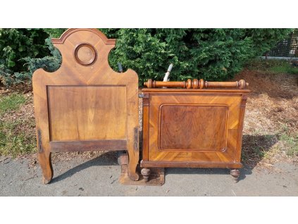 Starožitná Postel Jednolůžko Dýha Ořech