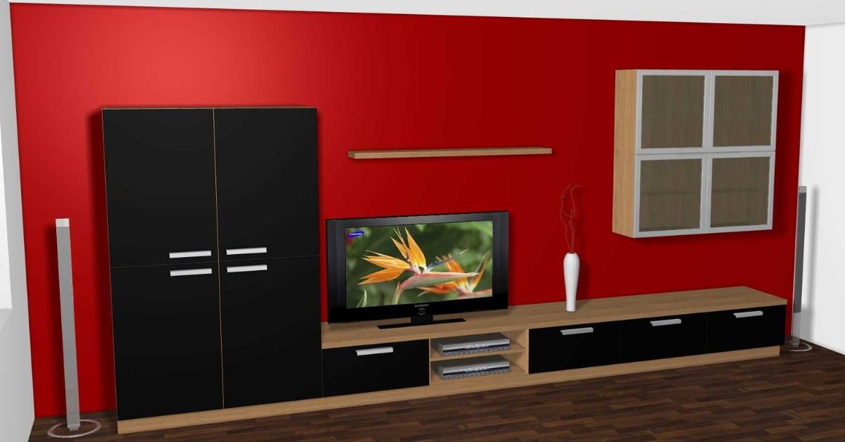 Návrh obývací tv stěny v paneláku