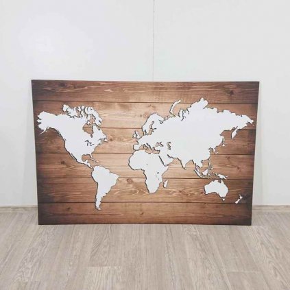 Obraz mapa světa bílá Malvis, 150x100 cm