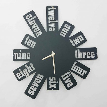 Černé kovové nástěnné hodiny Kate Louise Numbers