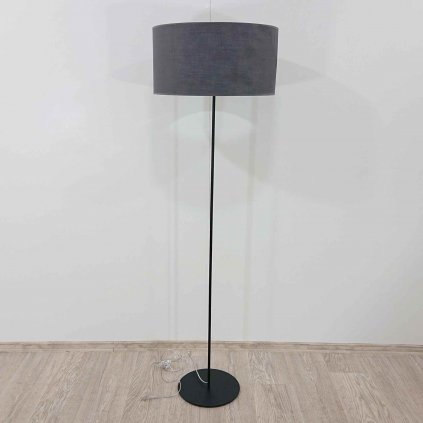 Černá stojací lampa s šedým stínidlem 165 cm