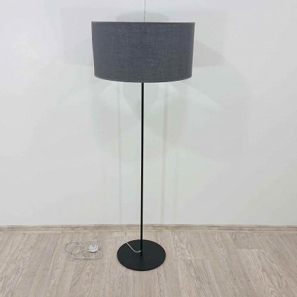 Černá stojací lampa s šedým stínidlem 140 cm