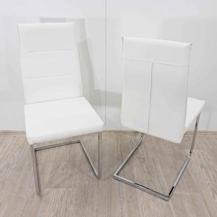 Sada 2 bílých jídelních židlí z umělé kůže ROCKFORD
