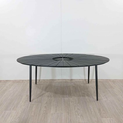 Černý zahradní stůl s artwood deskou Bonami Selection Marienlist, 190 x 115 cm