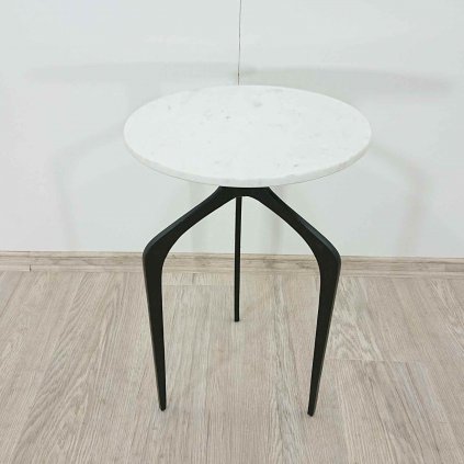 Odkládací stolek s mramorovou deskou bílý/černý TIHOI