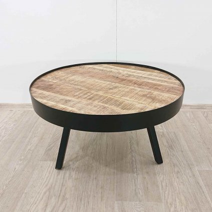 Konferenční stolek ze světlého mangového dřeva s černou WAKITA