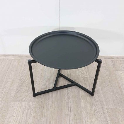 Černý kovový odkládací stolek, o 56 cm