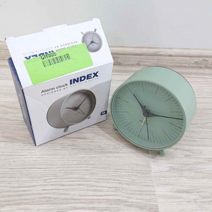 Zelený kovový budík Karlsson Index, o 11 cm