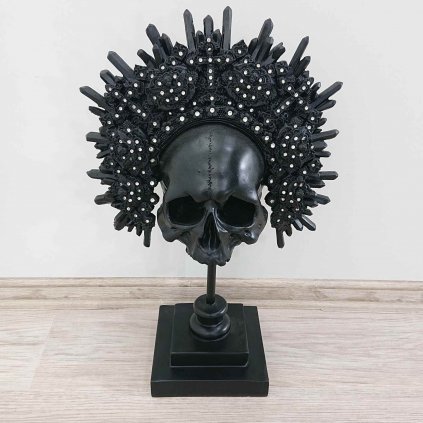 Dekorace Lebka s korunou - černá, 49cm Kare
