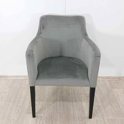 Šedá čalouněná židle s područkami Black Mode Velvet Kare