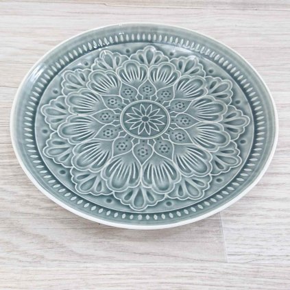 Talíř Sicilia Mandala - šedý, o 27cm Kare