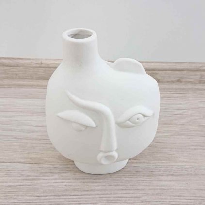 Bílá keramická váza Spherical Face - levá, 16cm Kare