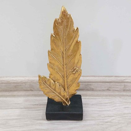 Dekorace Dva listy - zlatá, 22cm Kare