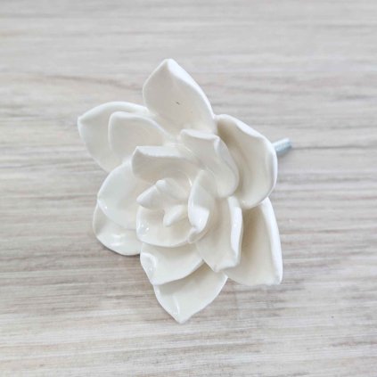 Bílá nábytková úchytka Kytka Clayre & Eef