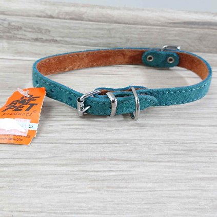 Smaragdový kožený obojek Sunny, 40cm x 16mm BafPet