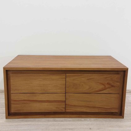 Hnědá závěsná skříňka pod umyvadlo z teakového dřeva 90x40 cm Kenta Kave Home