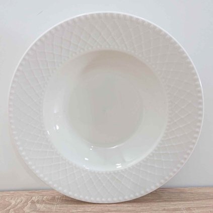 Bílý porcelánový polévkový talíř Burlesque Brandani