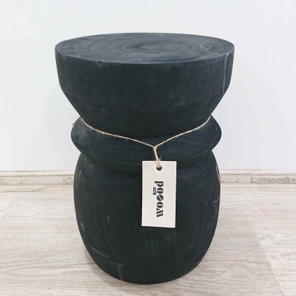 Černý zahradní stolek ze dřeva pavlovnie Bikkel WOOOD