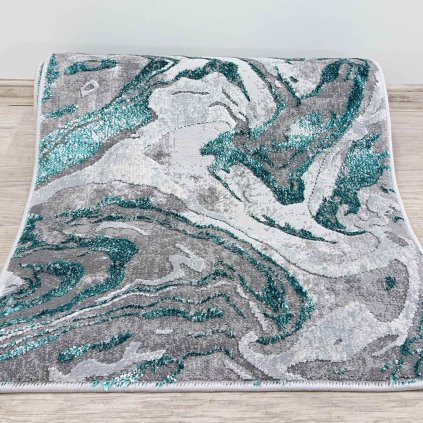 Tyrkysový běhoun Marbled 60x230 cm Flair Rugs