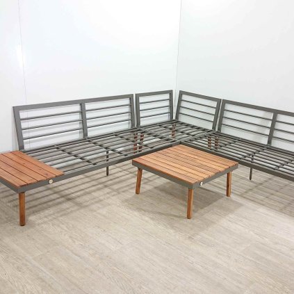 Šedá zahradní pohovka s konstrukcí z akáciového dřeva Bonami Selection Lustio